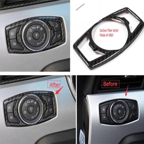 Yimaautotrims Head Lights Lamp Switch Button Frame Cover Trim 1 Pcs Fit For Ford Mustang 2015 2016 2017 ABS Interior Mouldings