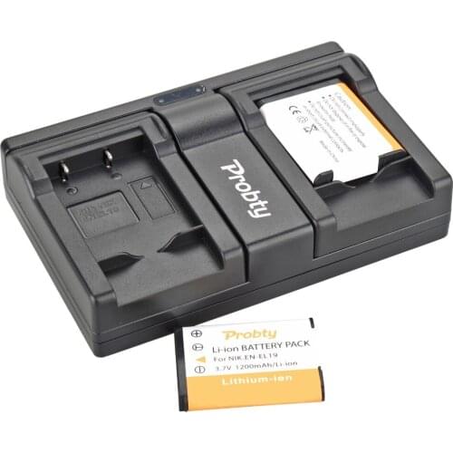 2Pcs PROBTY EN-EL19 EN EL19 Camera Battery + USB Dual Charger For Nikon Coolpix S32 S33 S100 S2500 S2750 S3100 S3200 S3300 S3400