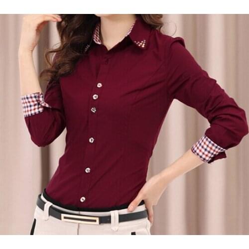2015 Autumn New Patchwork Plaid Women Office Shirts Top Blusas Blouse Patchwork Plaid Women Office Shirts