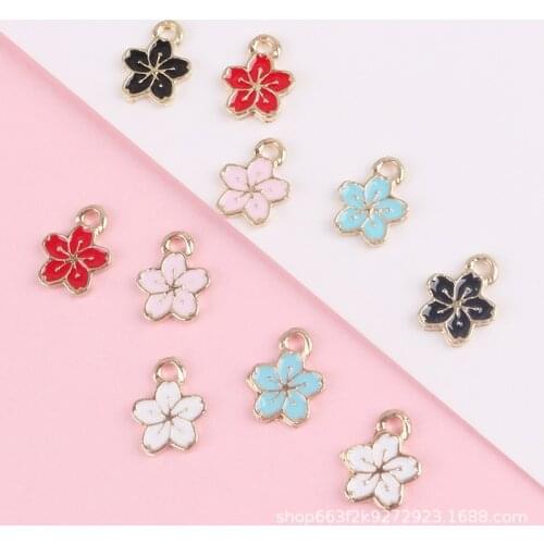 10 Flower Bulk Enamel Charms Pendants 0.9*1.1cm Metal Multicolor Flowers Charm for DIY Necklaces Jewelry Accessories XZ623F-2SF
