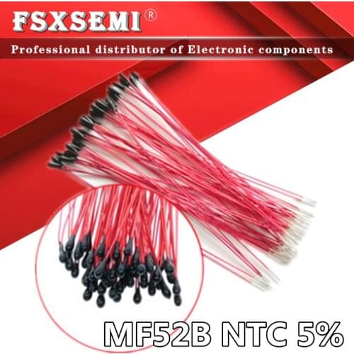 10pcs NTC MF52B 10K 100K 3435 Probe strap wire thermistor B3435 B3950 5% Enameled wire Temperature control sensor