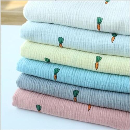 100% cotton double layer gauze printed crepe fabric