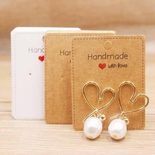 100Pcs 5x7cm Handmade style card Kraft Paper Blank show Display Hanging Cards Package for Ear Studs Earrings Jewelry Package