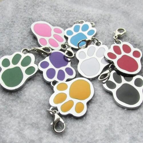 100pcs/lot Zinc Alloy Paw Shaped Pet Dog ID Tags Blank Pet Tags Suitable for Laser/Diamond Engraving