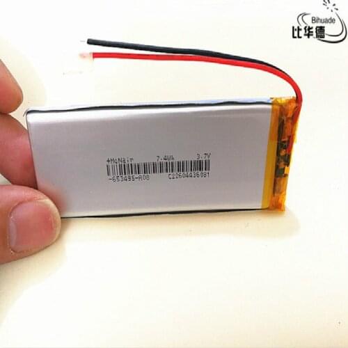 2pcs BIHUADE 3.7V,2000mAH,653495 Polymer lithium ion / Li-ion battery for TOY,POWER BANK,GPS,mp3,mp4,cell phone,speaker