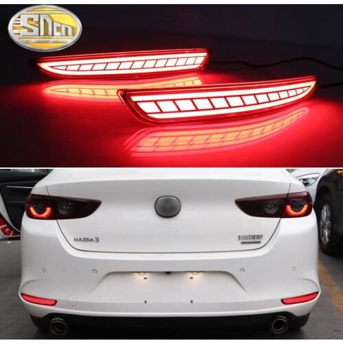 2PCS For Mazda 3 Sedan 2020 2021 3-in-1 Functions 12V LED Bumper Light Rear Fog Lamp Brake Light Dynamic Turn Signal Reflector