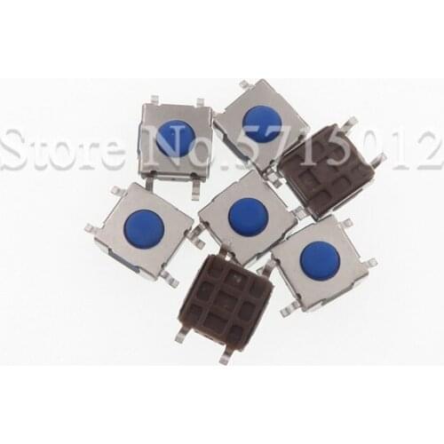 20pcs 6.2*6.2*3.5mm 4 pin Micro switch SMD Push Button Switches Tact Switch 4 Foot Patch Silicone blue button