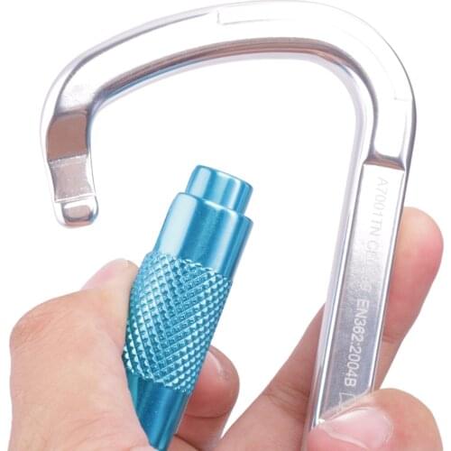 25KN Auto Locking D-Ring Carabiner Rappelling Gear Safety Equipment for Mountaineering Rock Climbing