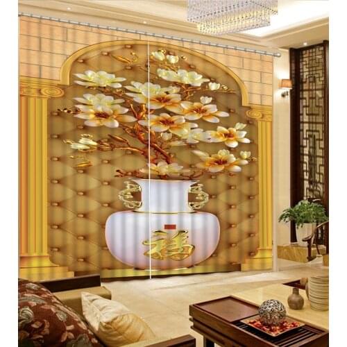 3D Curtain Blackout Shade Window Curtains Brick Wall White flowers Home Bedroom Decoration Custom Any Size Classic Home Decor