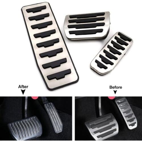 3x AT Auto Foot Gas Brake Pedals Cover Kit For Jaguar XF XE F-PACE E-PACE For Land Rover Range Rover Evoque Discovery Sport LHD