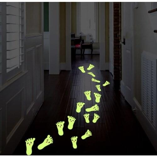 5 Pair/Set Cartoon Luminous Feet Wall Stickers For Floor Poster Fluorescent Murals Glow in The Dark Wall Decals For Kids Rooms