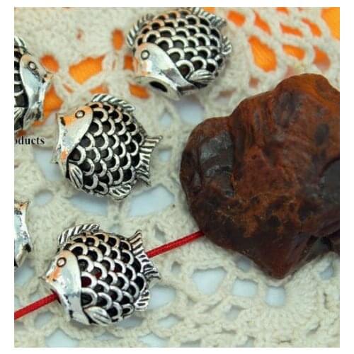 5pcs/lot Tibetan Silver fish Loose Bead Spacer Beads Connectors for DIY Jewelry Making bracelet df3s