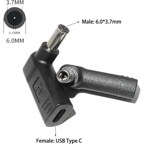 USB Type C Female to 6.0*3.7mm Male Plug Converter Laptop Dc Power Adapter Connector for Asus Notebook PC
