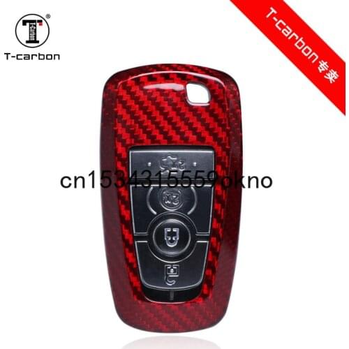 Carbon Fiber Car Key Case Shell For Ford Mustang 2018-19 Edge Fusion Holders Accessories Car Styling