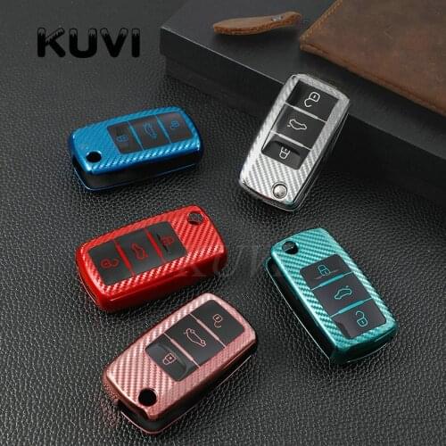 Soft TPU Carbon Style Car Key Cover Case For VW Polo Golf Passat for Skoda Octavia A5 Bora Jetta Seat Ibiza Leon Accessories