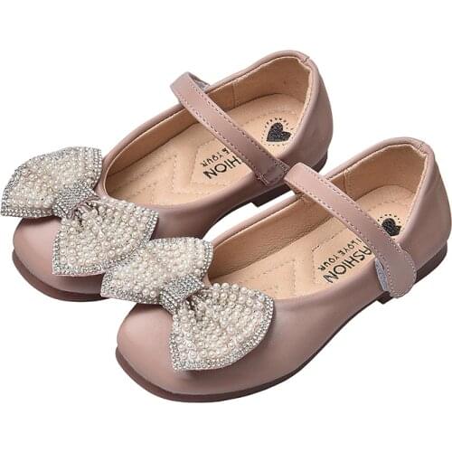 Black Pink Childrens leather Shoes Girls bows Princess Shoes For wedding And Party Single shoes chaussure fille 1 2 3 4 5 6-14T