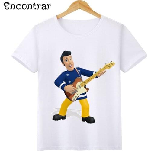 Childrens Sam Fireman Firefighter Design Boys/Girl T Shirt Kids Short Sleeve Tops Children T-Shirt,HKP3062