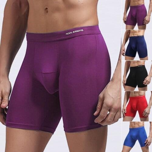 Men Tight Underpants Sexy Sprots Long Leg Mid Waist Innerwear Mens Briefs Comfortable Boxershorts Panties Trunk Underwear Male