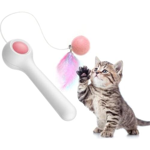 Pet Interactive Cat Training Toys Kitten Teaser Wand with Ball Retractable String Catnip Feather Toy Cats Supply Pet Products