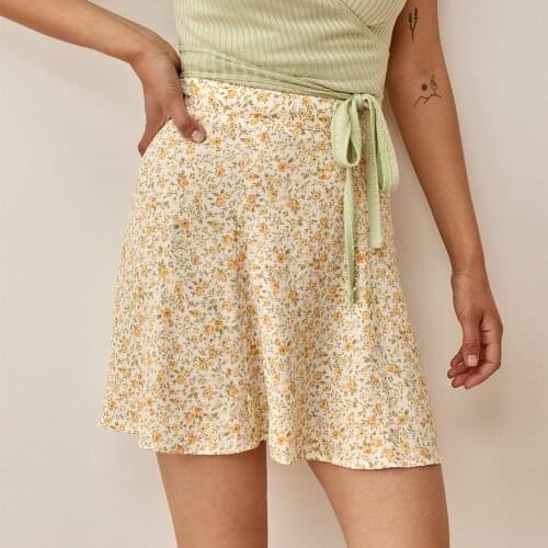 Short Skirts Womens 2021 Fashion Women Clothing Vacation Boho Beach Floral Skirt High Waist A Line Summer Casual Mini Skirts