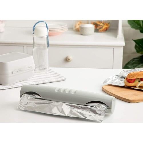 Reusable Aluminum Foil Cutter Dispenser Slide Cutter with Adjustable Plastic Wrap, Stretch Film for Food and 1 Roll Aluminum Foi