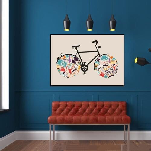 Fashion Music Studio Pictures Living Room Wall Art Decor Creative Bike No Frame Poster Oil Painting Decoration