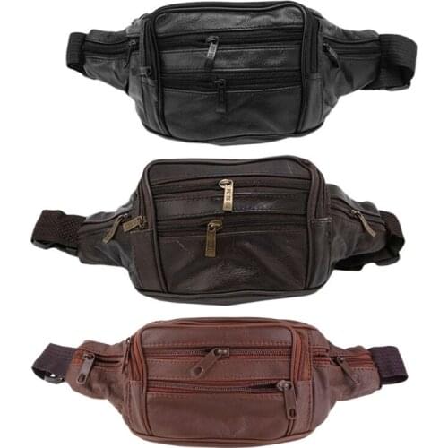 Mens Vintage Leather Messenger Bag Waist Pack Pouch Outdoor Hiking Motorcycle G5AE