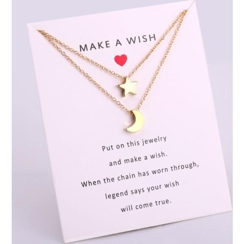 A SET- Moon Star Couple Heart Necklaces Mother Daughter Mom Best Friends Women Girls Jewelry Friendship Christmas Gift