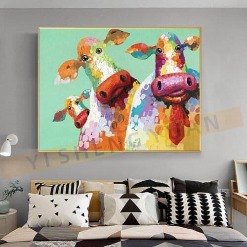 Wall Decoration Abstract cattle Oil Painting Animal Canvas Art Thick Design Acrylic Paintings Decoracion Habitacion Adolescente