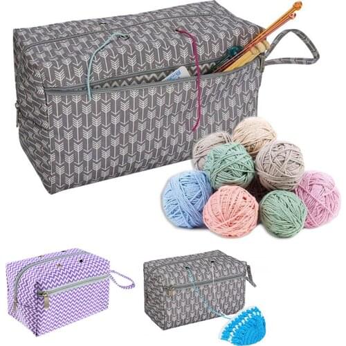 New Portable DIY Crocheting Knitting Organizer Yarn Thread Storage Bag with Hole