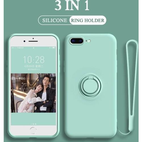 Original Silicone Cases For iPhone 6S 7 8 Plus 12 11 Pro XS Max 12 Mini XR SE 2020 Case Magnetic Holder Soft Lanyard Phone Cover