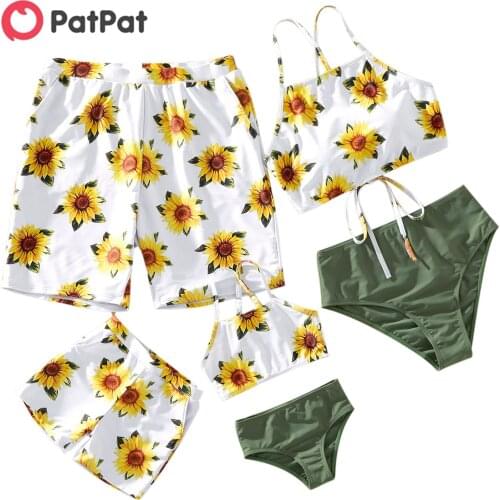 PatPat 2021 New Summer Sunflower Print Family Matching Swimsuits