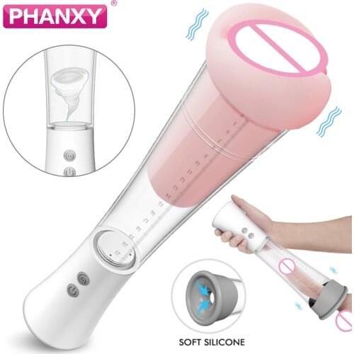 PHANXY Penis Pump Sex Toys For Men Enlarger Male Masturbator Vacuum Pump For Penis Extender Enlargement USB Rechargeable Male