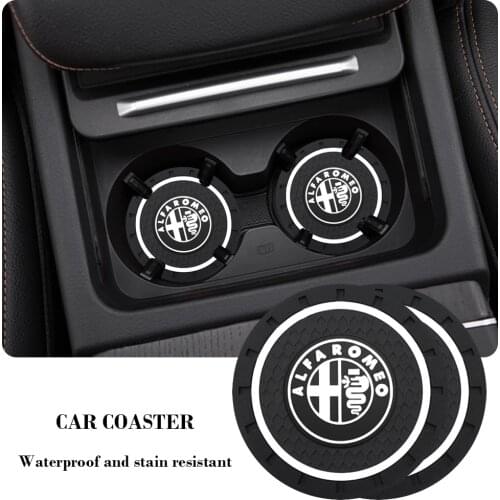 2pcs Car Cup Bottle Holder Coasters Non-slip Mat Pad Auto Accessories For Alfa Romeo 159 Giulietta Mito Stelvio Spider Brera GT
