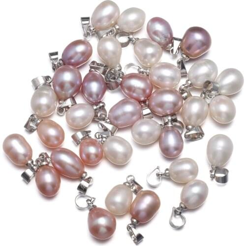 New 10PCS Natural Freshwater Rice Shape Pearl 7-8mm Pendant Charm Pendant for DIY Jewelry Making