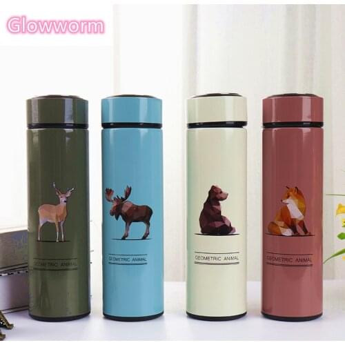480ml Portable Double Stainless Steel Thermos Mug With Filter Animal Pattern Travel Thermal Bottle Vacuum Flask For Gifts