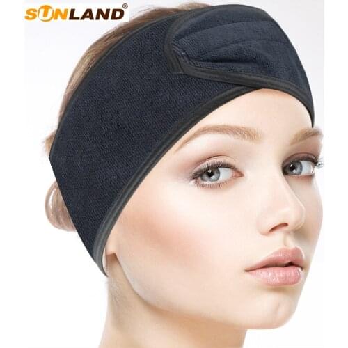 Sinland Microfiber Hairband Women Fashion Flexible Makeup Cosmetic Shower Spa Yoga Headband for face wash 3 Pieces Dark Blue