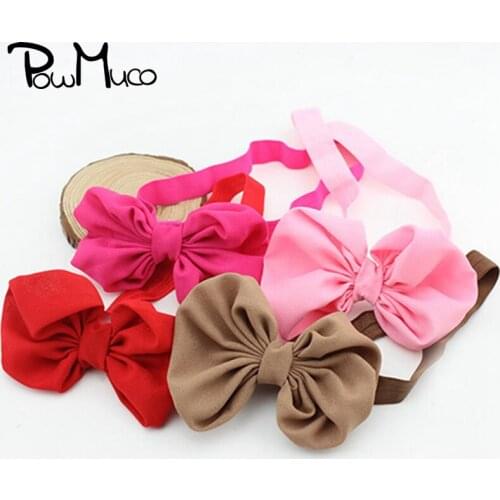 Powmuco 10pcs/lot Candy Color Handmade Bowknot Newborn Headband DIY Children Bows Headwear Sweet Hair Accessories Kids Gifts