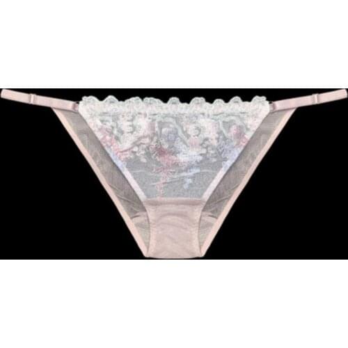 Silk Underwear Women briefs high quality summmer panties women pink mesh sexy tassel lingerie underpants Free shipping