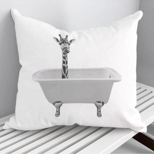 BATHTUB GIRAFFE Throw Pillows Cushion Cover On Sofa Home Decor 45*45cm 40*40cm Gift Pillowcase Cojines Dropshipping