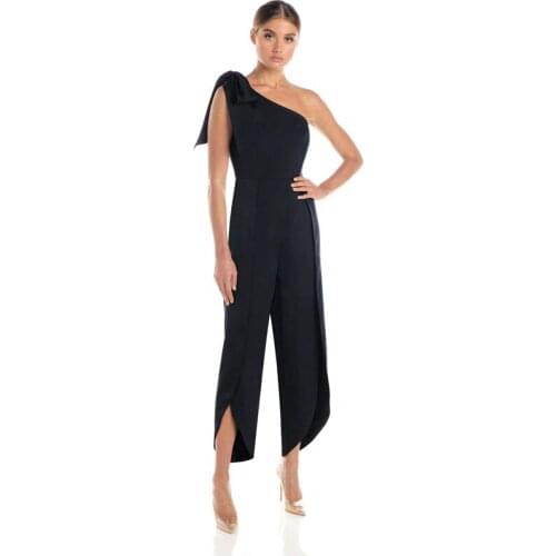 High Quality Black Sleeveless One Shoulder Ankle Length Sexy Women Rompers Luxury Party Jumpsuits
