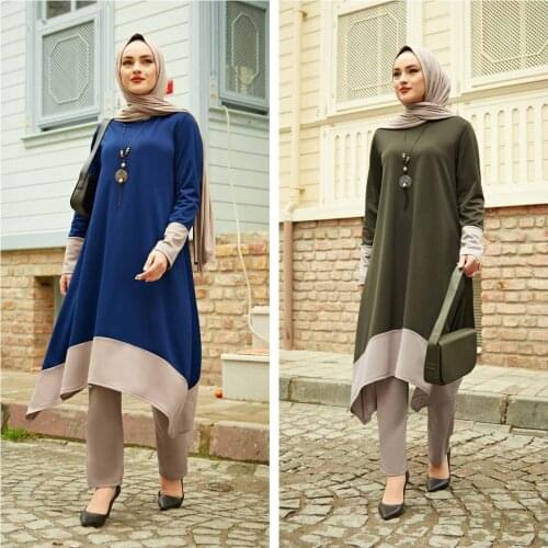 2 Pieces Comforabl Women’s Set, Maxi Tunic and Pant Double Suit For Winter Islamic Fashion Muslim Clothing Turkey Dubai 2021