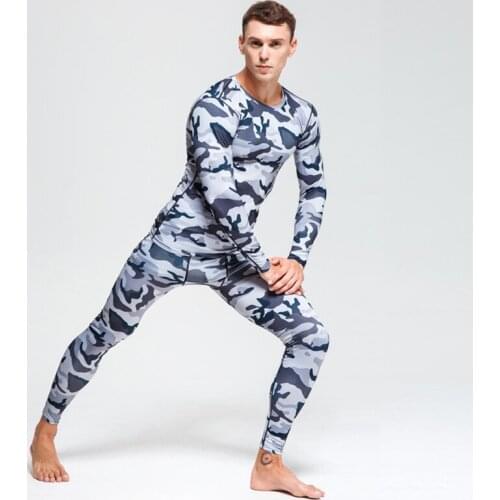 Winter Suit For Men 2 Piece Men Thermal Underwear Camouflage Tracksuit Men MMA Clothing Rashgard kit Bodybuilding T-Shirt XXXL