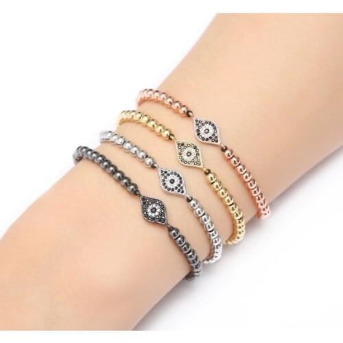 Gold silver Turkish Evil Eye micro pave cz Cubic Zirconia bracelet rope adjusted Macrame ghge2 Charm Braiding Bangles Jewelry