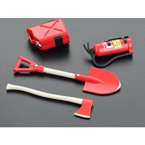 1/10 Scale Accessories Simulated Decorations Metal Tool Shovel Jerry Can Fire Extinguisher Axe for RC Crawler TRX4 SCX10 Capra