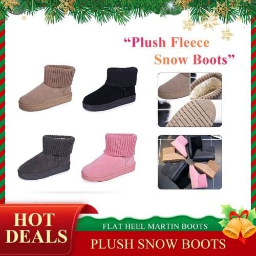 1 Pcs Womens Plush Snow Boots Cotton-padded Shoes Short Boots Casual Flat Heel Martin Boots Warm Winter Boots