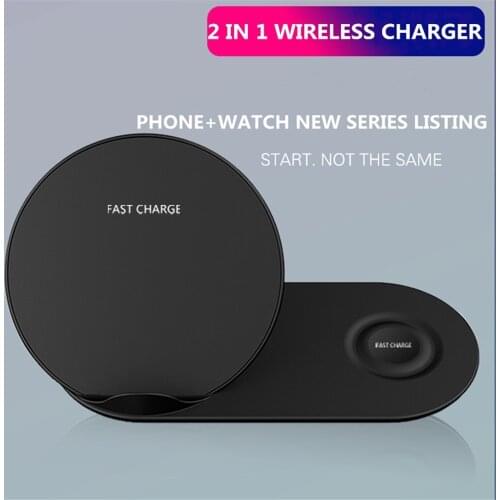 10W 2 In 1 Fast Wireless Charger Stand Charging Station cargador For Samsung Watch Airpods IPhone11 Huawei Xiaomi Cell Phone