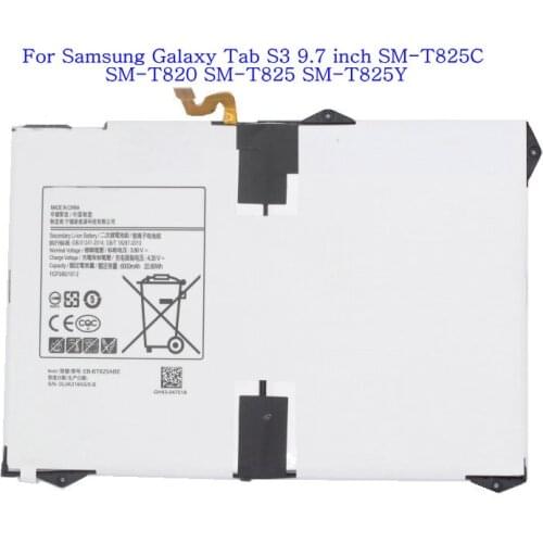 1x 6000mAh Replacement Tablet Battery EB-BT825ABE for Samsung Galaxy Tab S3 9.7 inch SM-T825C SM-T820 SM-T825 SM-T825Y Batteries