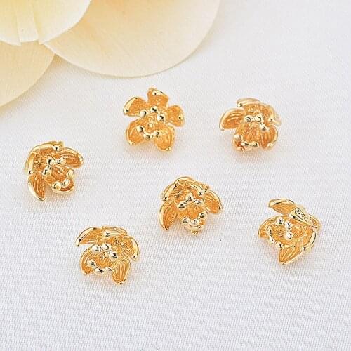 20pcs Small pendant necklace bracelet diy manual wholesale plating of gold 8.5 mm stereo flower small pendant