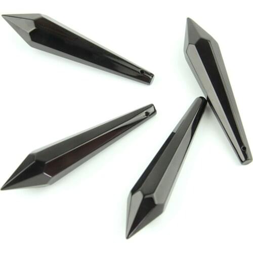 38mm/63mm/76mm Black K9 Crystal Chandelier Pendants Prisms Cut & Faceted Glass U-Icicle Drops For Cake Topper Decoration